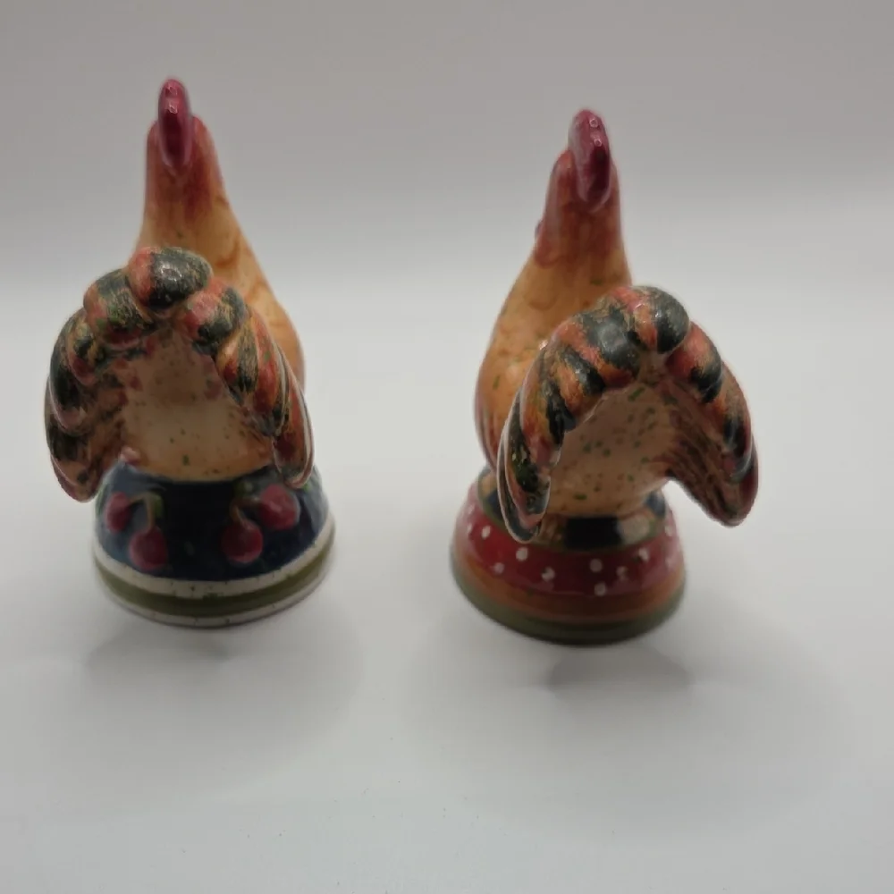 Salt And Pepper Shakers Vintage Red and Orange Rooster Figurines